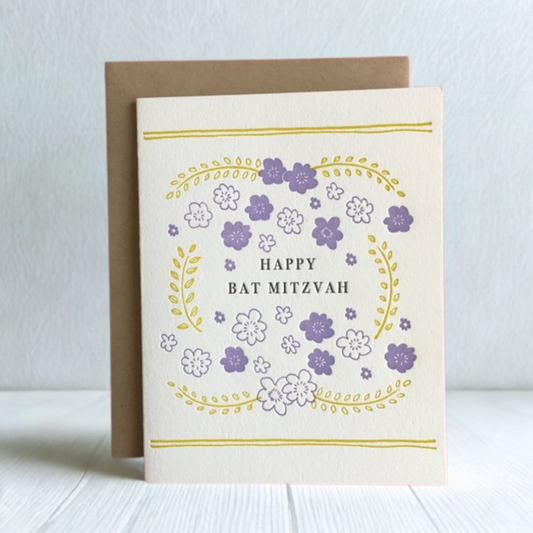 Floral Bat Mitzvah Card