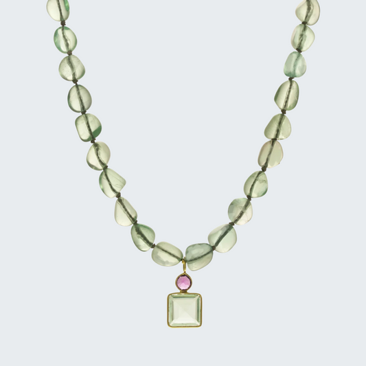 Flourite Silk Knotted Necklace