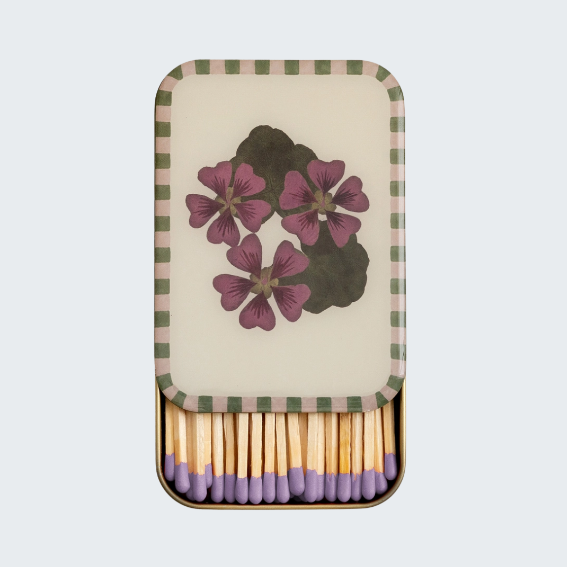 Geranium Matches in Tin
