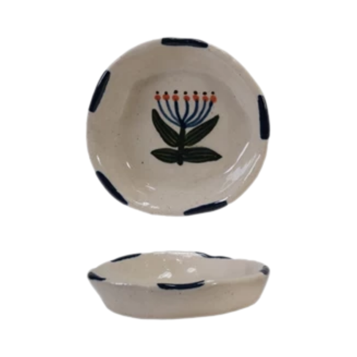 Hand-Painted Stoneware Dish