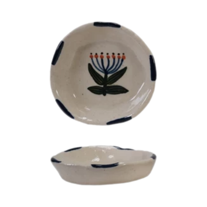 Hand-Painted Stoneware Dish