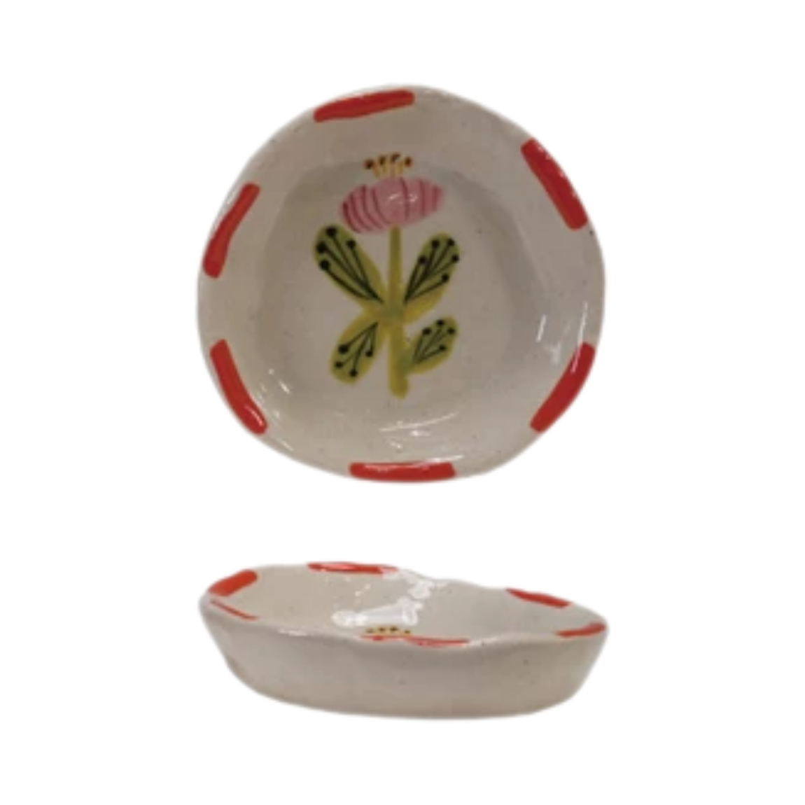 Hand-Painted Stoneware Dish