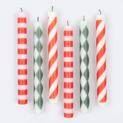 Festive Stripe Table Candles