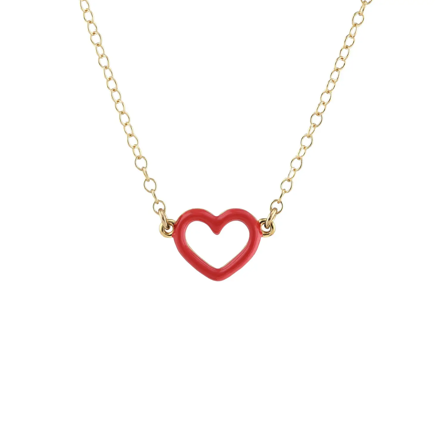 Open Heart Enamel Necklace