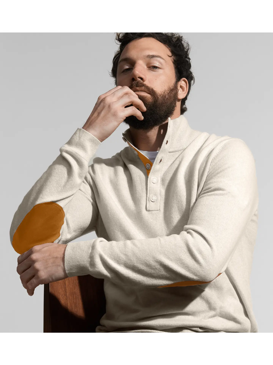 Mock-Neck Cashmere Polo Sweater