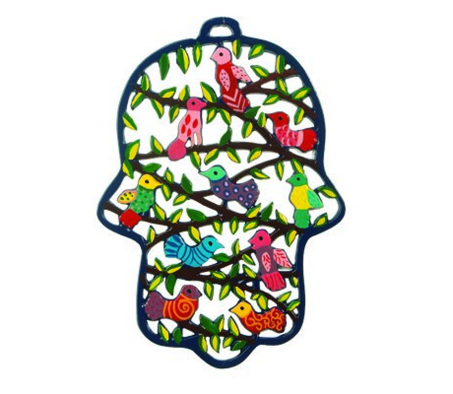 Hand Painted Birds Large Hamsa