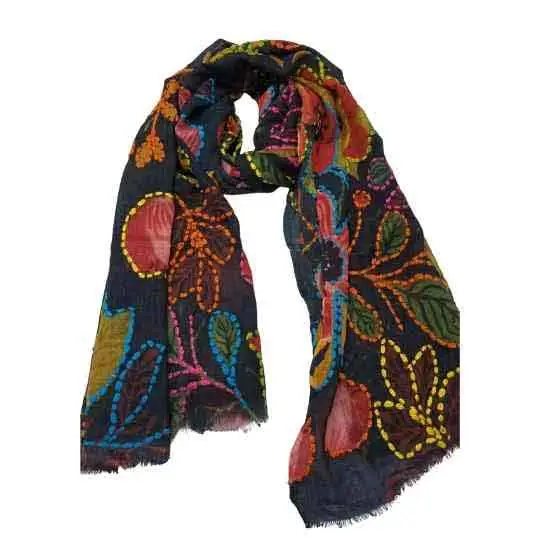 Embroidered Merino Scarf