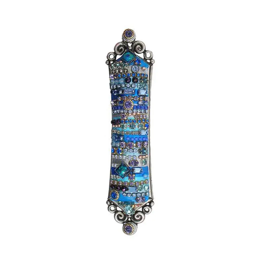 Multi-Blue Jeweled Mezuzah