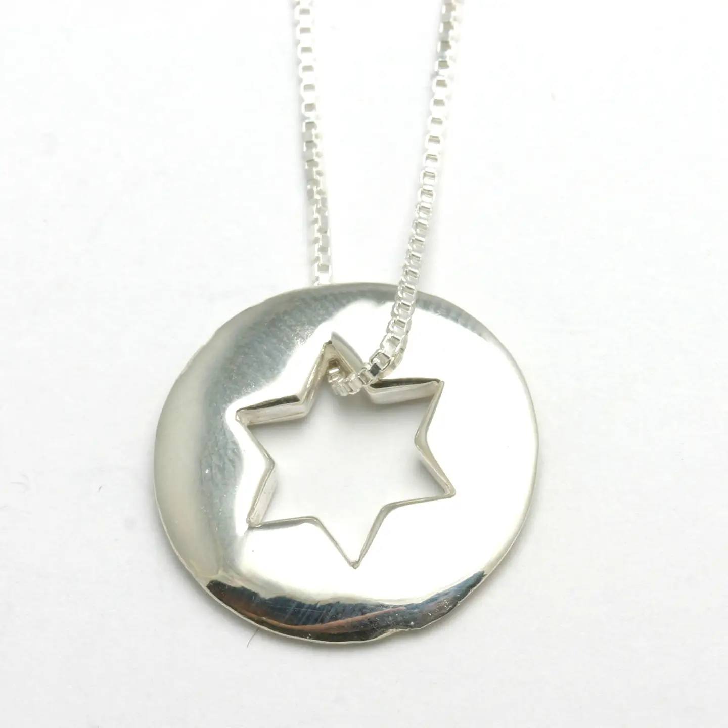 Disc Star of David Masculine Necklace