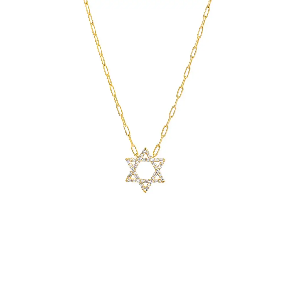 CZ Solitaire Star of David Necklace