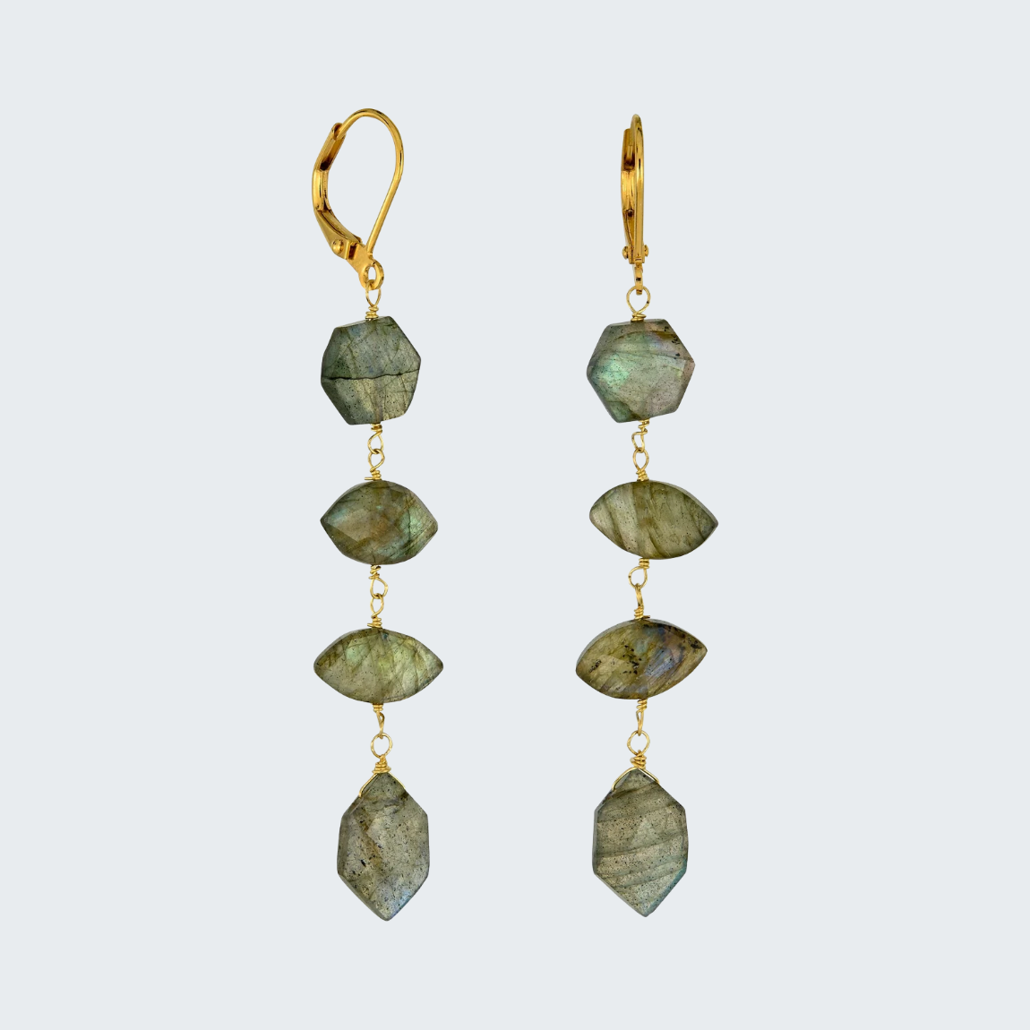 Labradorite Linear Drop Earrings