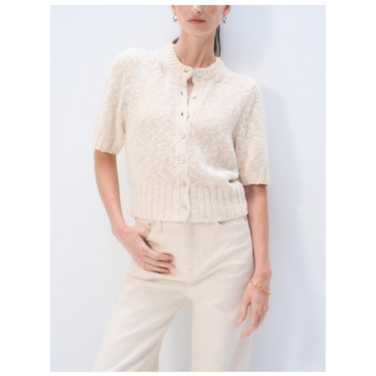 Marled Cotton Blend Cardigan