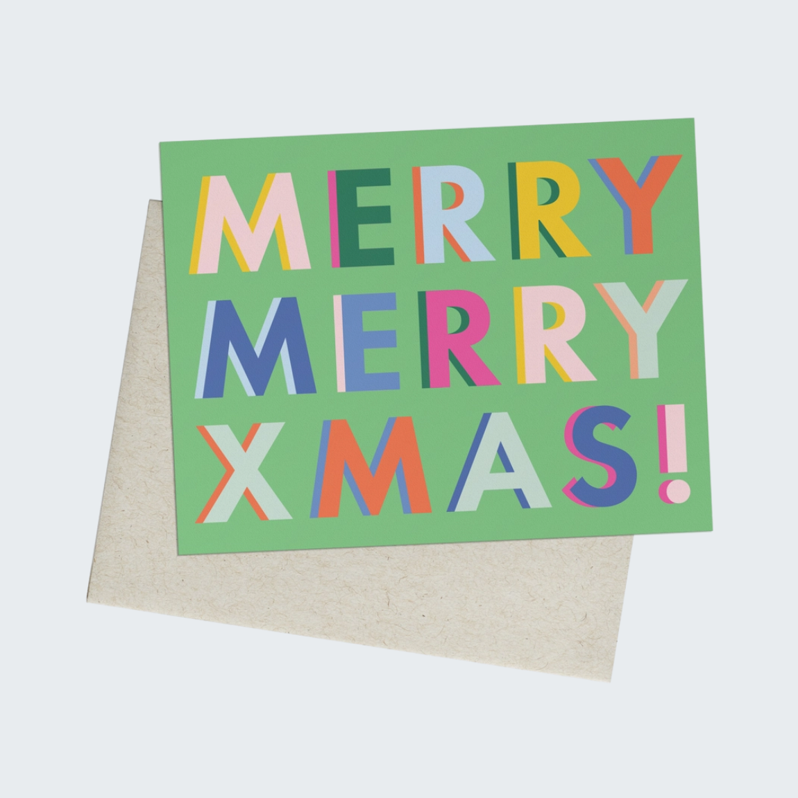 Merry Xmas Multicolor Shadow Card
