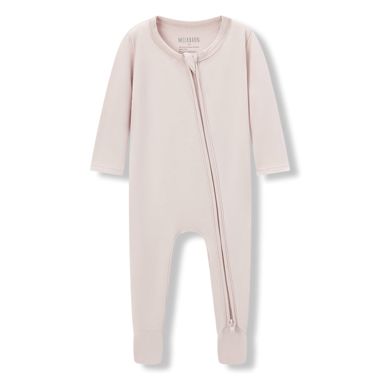 Sepia Rose Luxe Solid Zipper Footed Romper