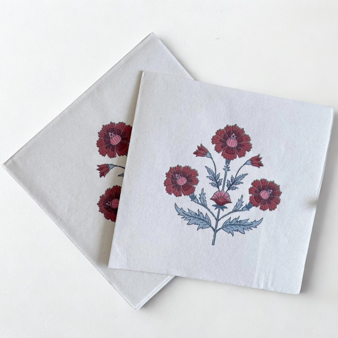 Pink and Blue Floral Cocktail Napkins