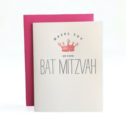 Pink Bat Mitzvah Crown Card