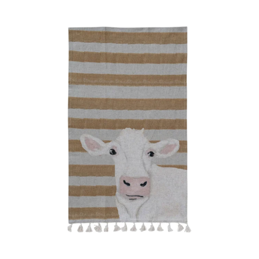 Pom Poms/Tassels Printed Tea Towel