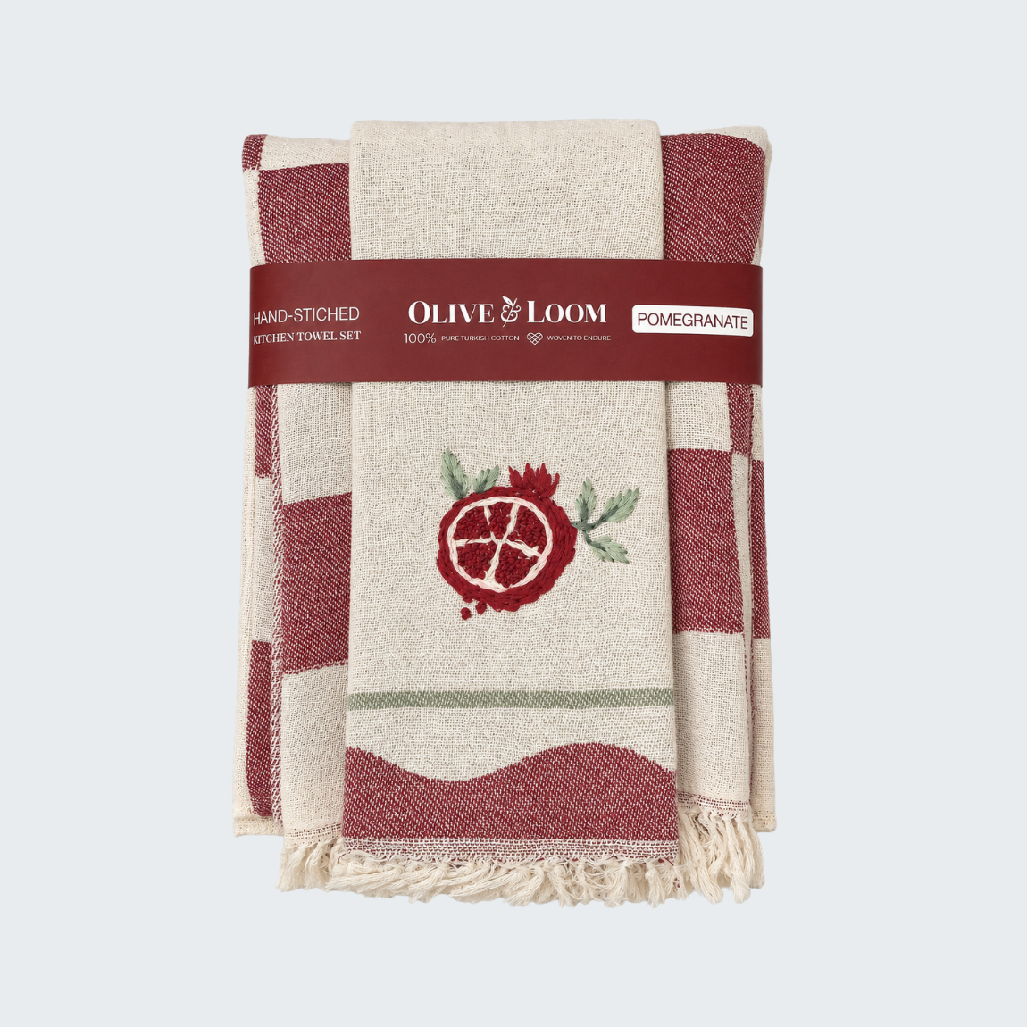 Pomegranate Hand-Stitched Kitchen Towel
