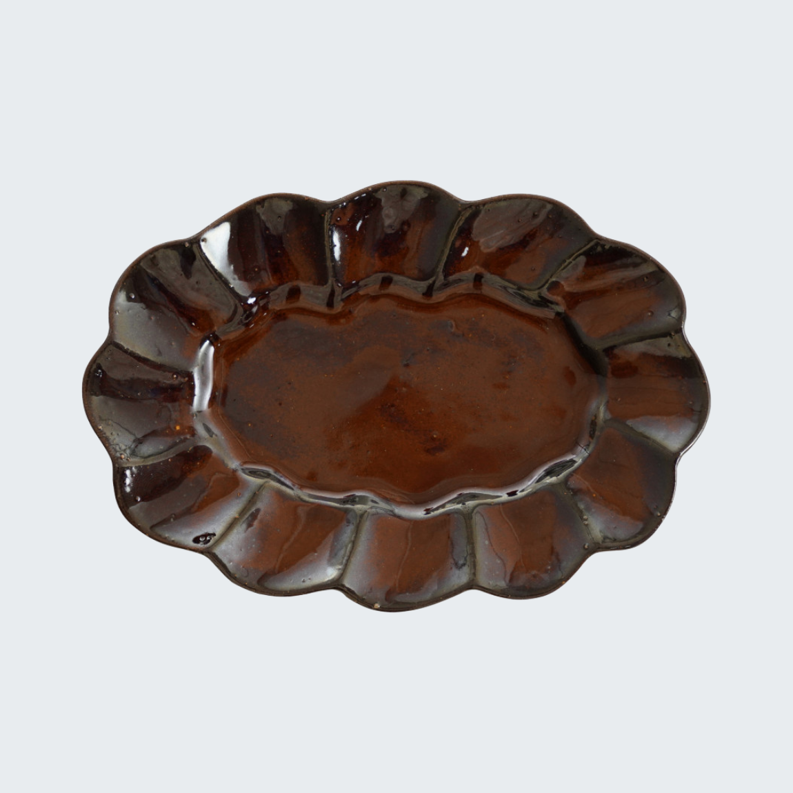 Scalloped Stoneware Oval Plate