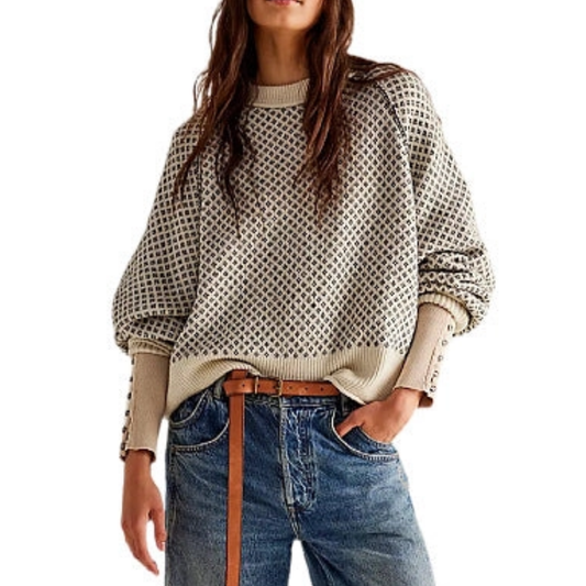 Simple Jacquard Pullover Sweater
