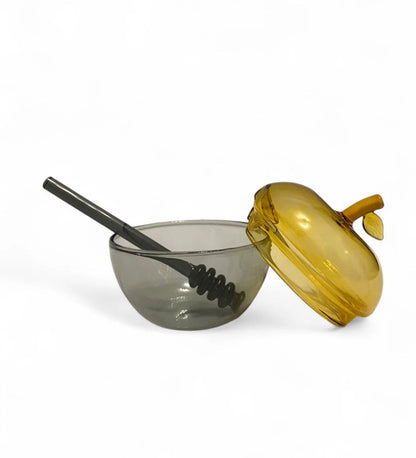 Glass Apple Honey Dish