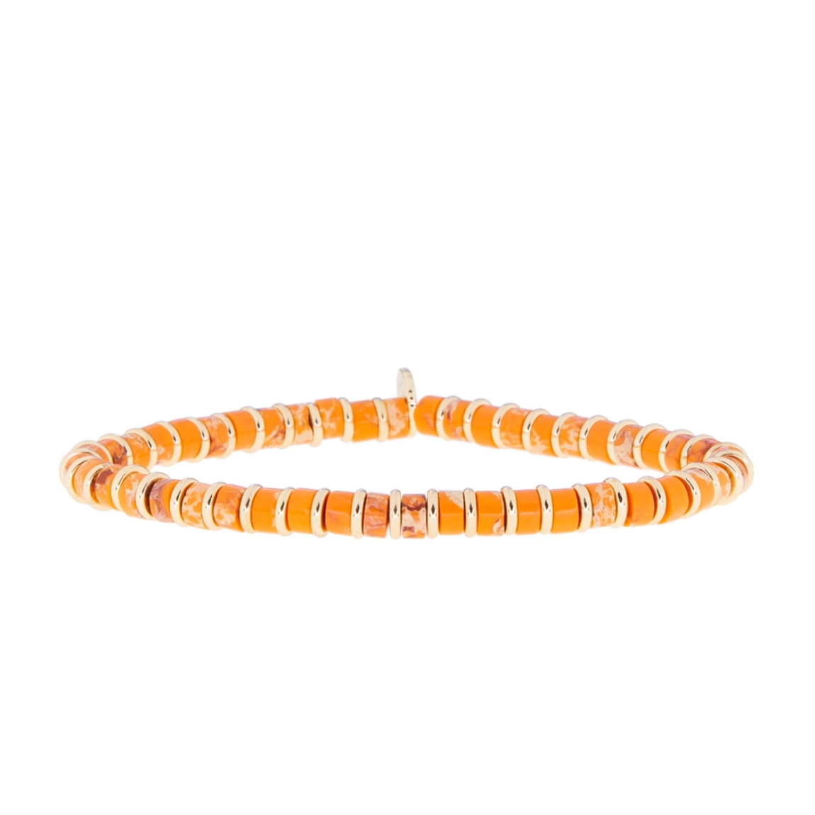 Stone Disc & Gold Heishi Bracelet