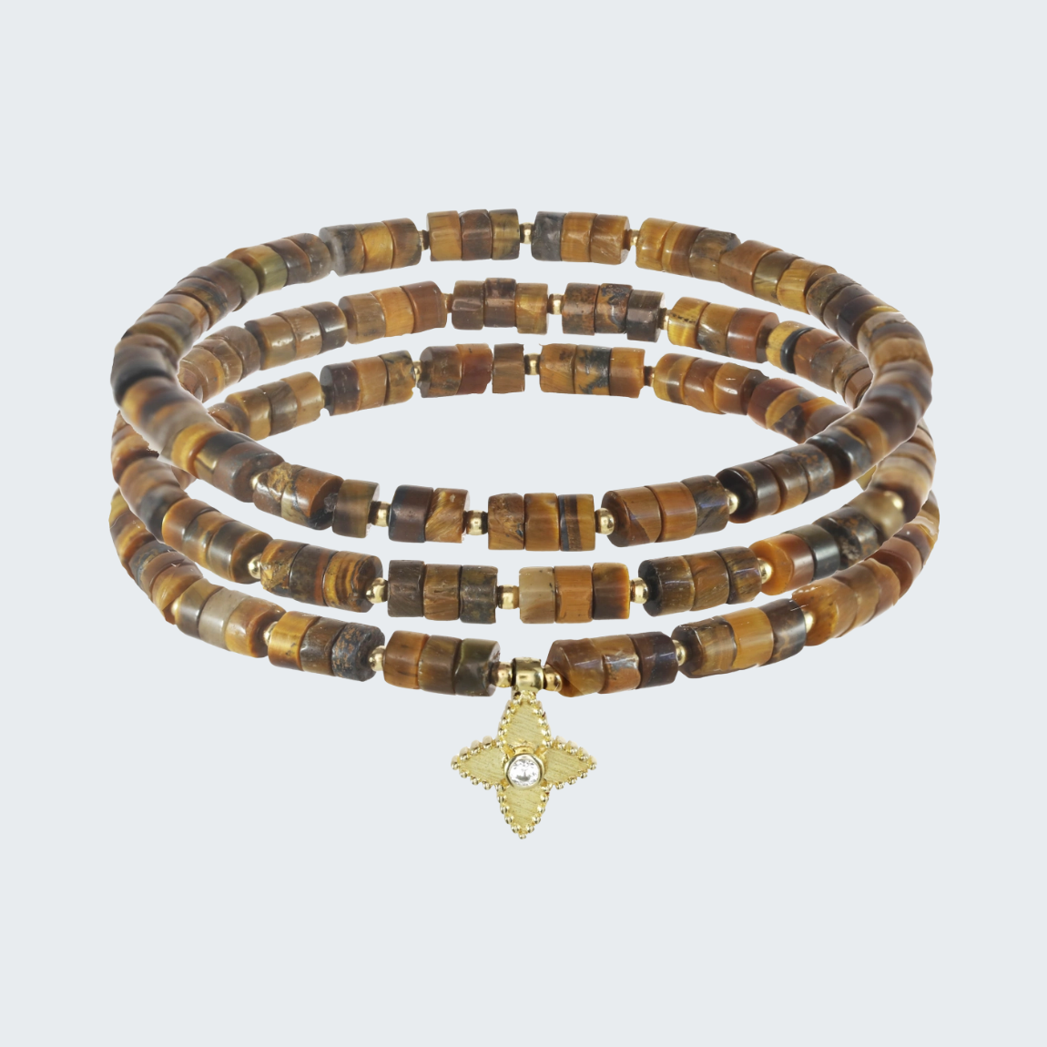 Tigers Eye Bracelets with Clover Pendant