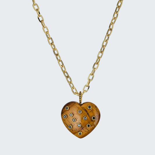 Tigers Eye Heart Necklace
