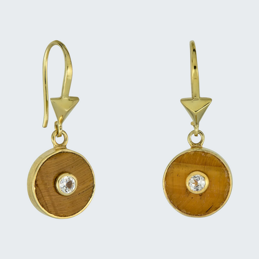 Tiger's Eye Petite Disc Earrings