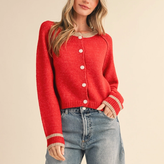 Two Tone Sweater Cardigan