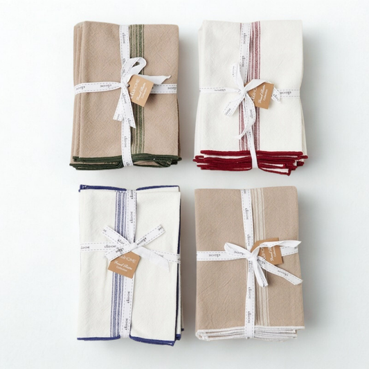 Vintage Merlot Red Stripe Dinner Napkins