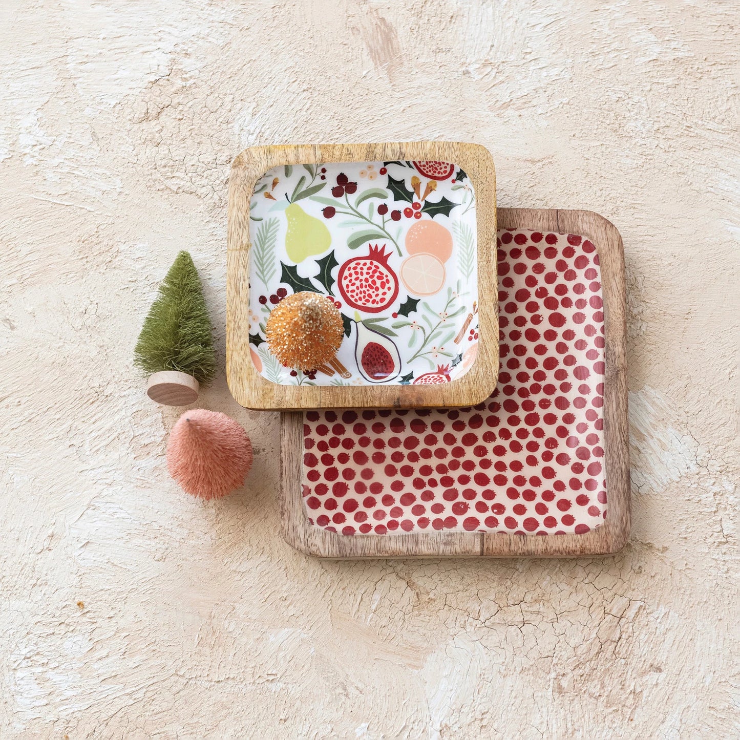 Fruits & Dots Wood Trays