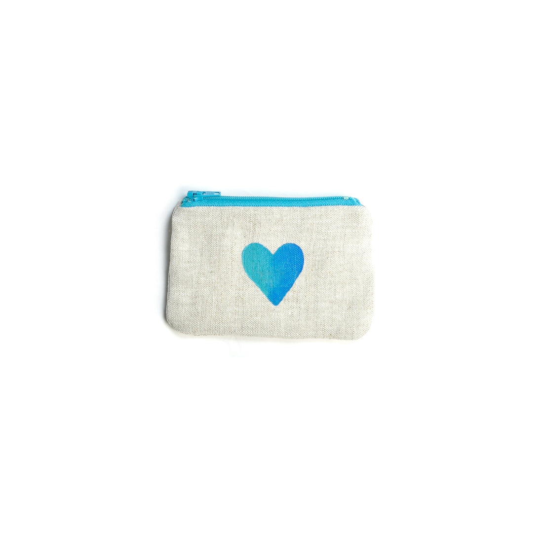 Heart Block Print Linen Coin Purse