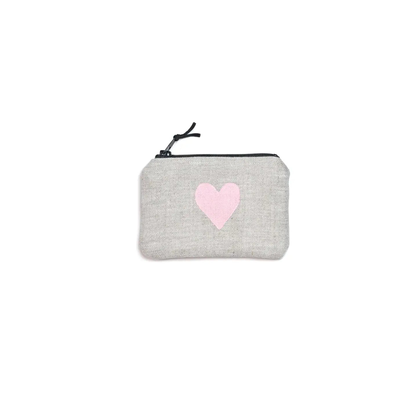 Heart Block Print Linen Coin Purse