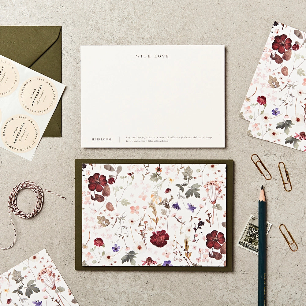 6 Pack Heirloom Pressed Floral Notecard