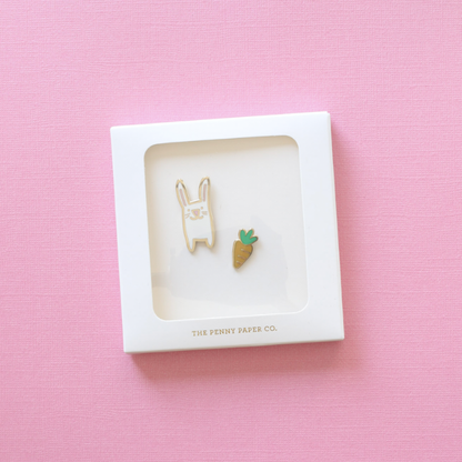 Easter Bunny + Carrot Pin Set