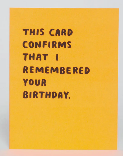 Confirmed Birthday Card