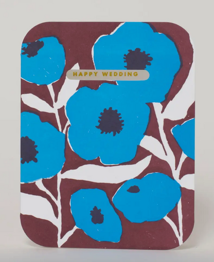 Blue Poppy Wedding Card