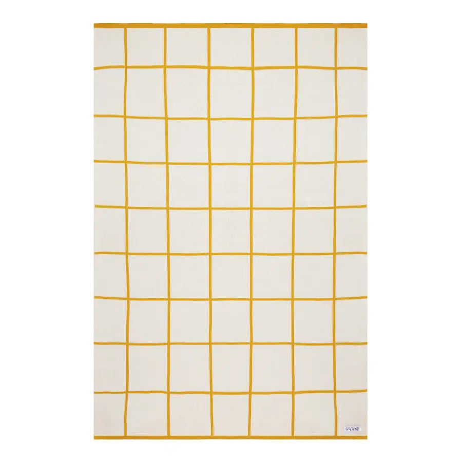 Cotton Knit Stroller Pram Baby Blanket - Yellow Grid