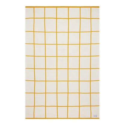 Cotton Knit Stroller Pram Baby Blanket - Yellow Grid