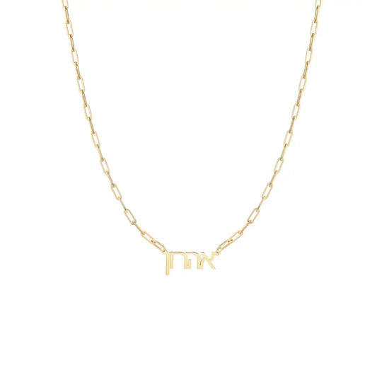 Hebrew Name Paperclip Necklace