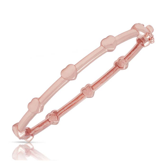 Heart Bangle Bracelet - Rose Gold