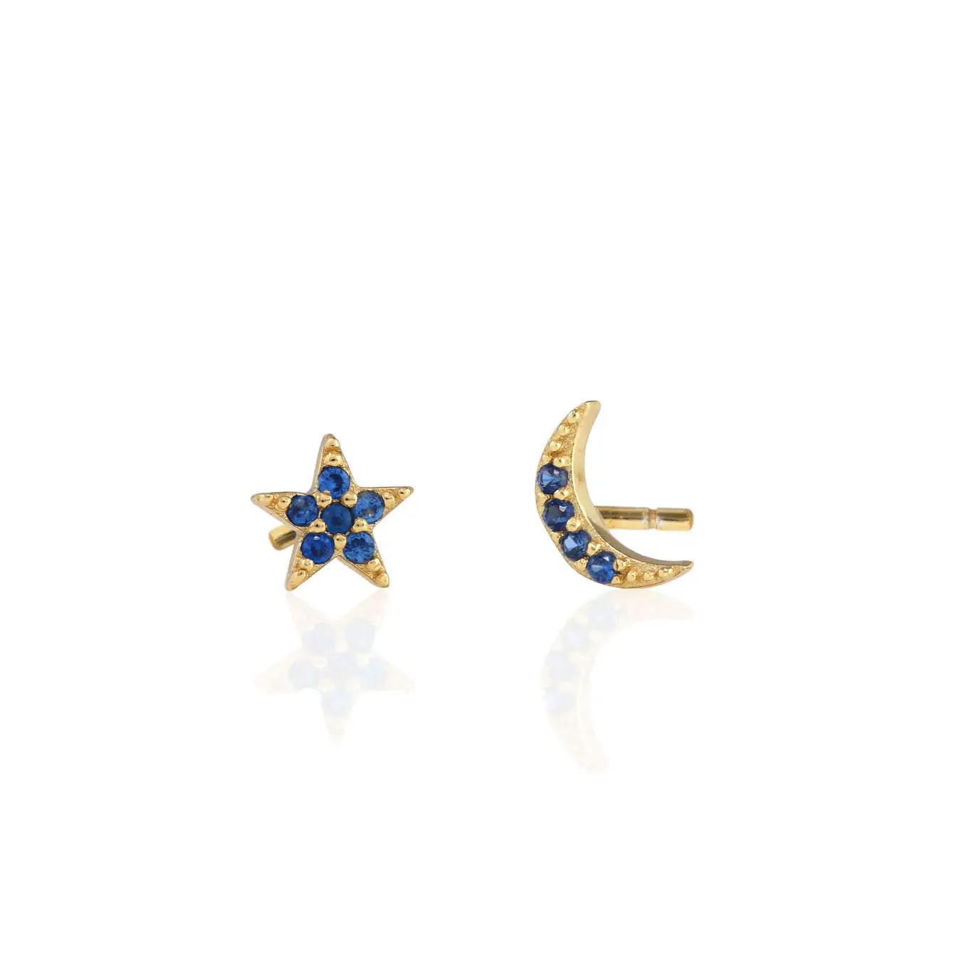 Star & Moon Crystal Stud Earrings