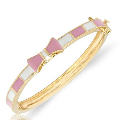 Pink and White Bow Bangle