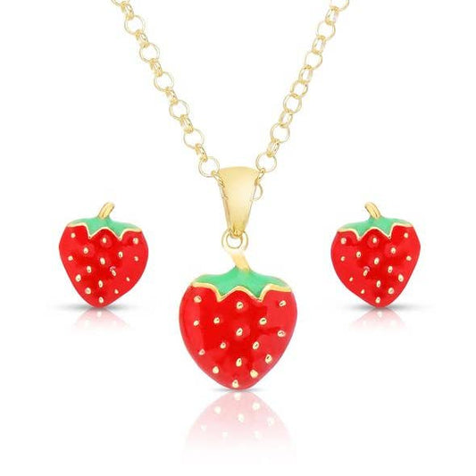 Strawberry Studs and Necklace