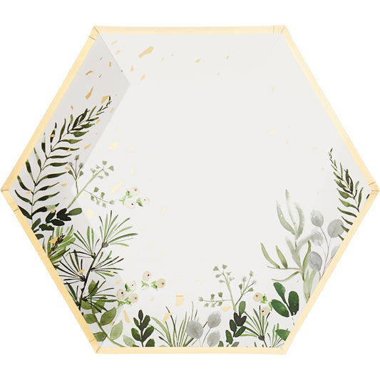 White Botanicals Paper Plates